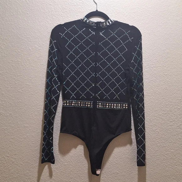 Black Embellished Bodysuit - Picture 2 of 4